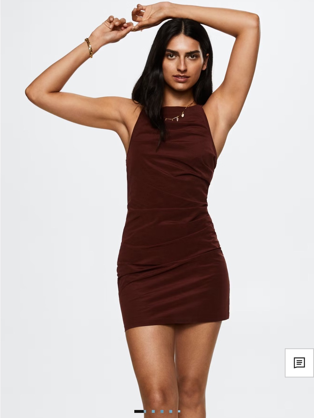 MANGO Chocolate Brown Tailored Short Dress Open Back Mini Size 6